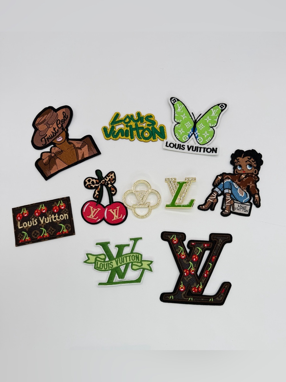 10pc Brown, Red, & Green & Multicolor Iron-on Embroidered Patch/Brooch Set